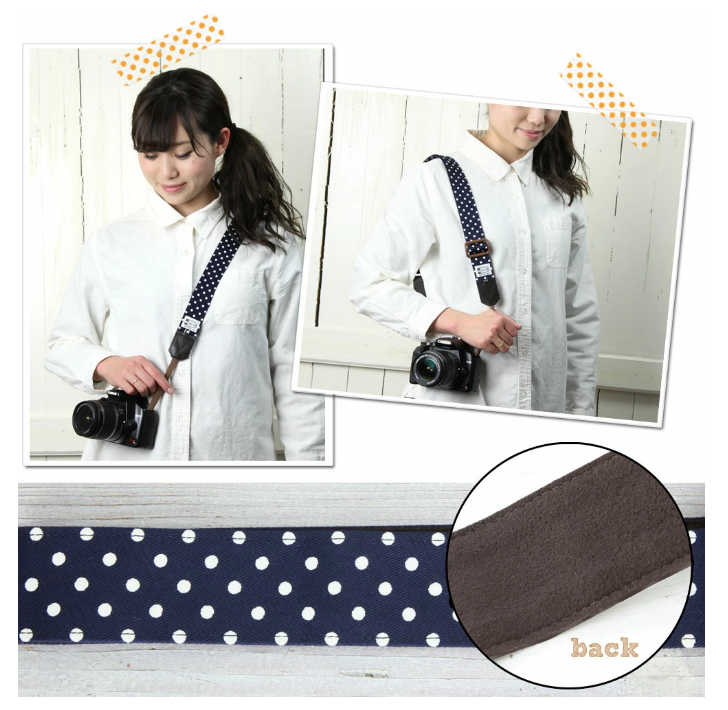 Mi-na Camera Strap Blue Dots